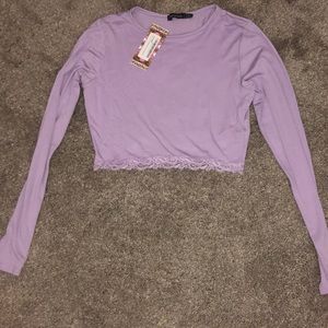 Lace trim long sleeve top